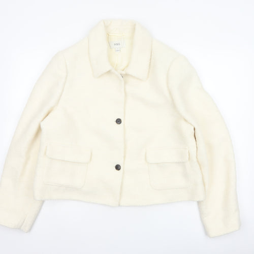 Marks and Spencer Women Ivory Size 18 Shearling Wool Blend Jacket