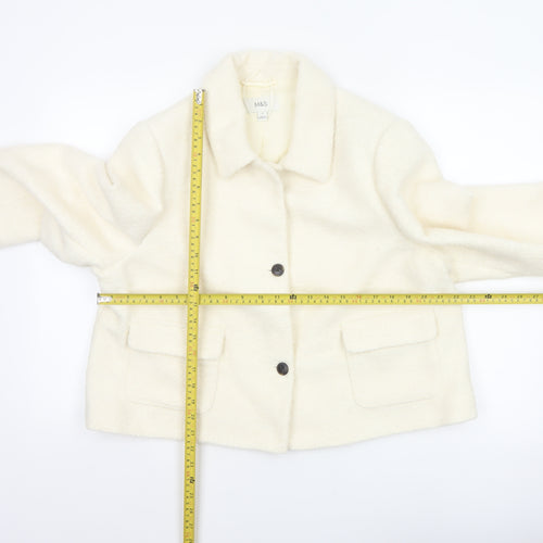 Marks and Spencer Women Ivory Size 18 Shearling Wool Blend Jacket