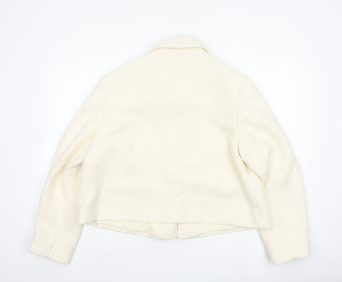 Marks and Spencer Women Ivory Size 18 Shearling Wool Blend Jacket