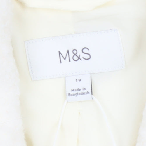 Marks and Spencer Women Ivory Size 18 Shearling Wool Blend Jacket
