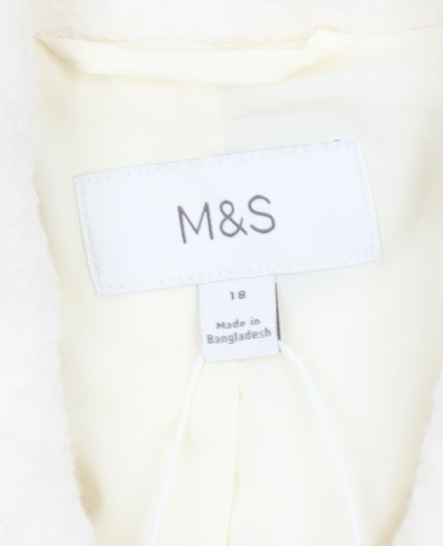 Marks and Spencer Women Ivory Size 18 Shearling Wool Blend Jacket