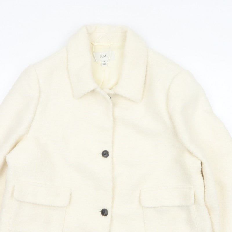 Marks and Spencer Women Ivory Size 18 Shearling Wool Blend Jacket