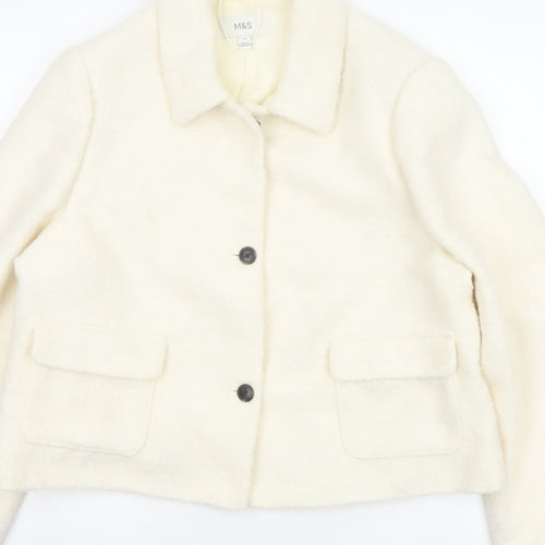 Marks and Spencer Women Ivory Size 18 Shearling Wool Blend Jacket