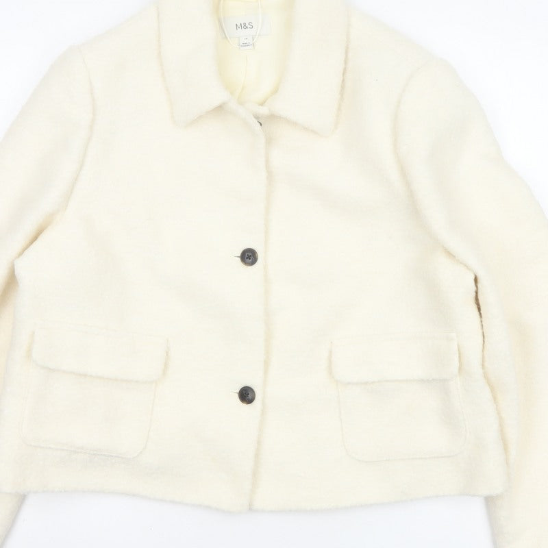 Marks and Spencer Women Ivory Size 18 Shearling Wool Blend Jacket