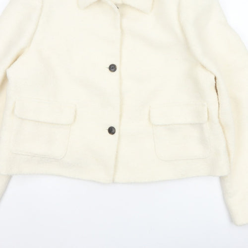 Marks and Spencer Women Ivory Size 18 Shearling Wool Blend Jacket
