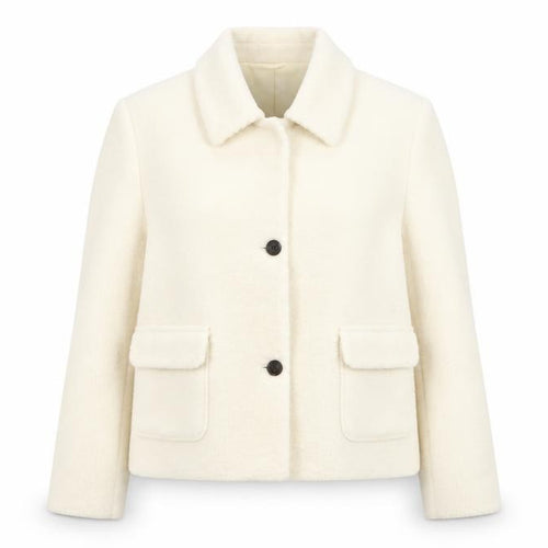 Marks and Spencer Women Ivory Size 18 Shearling Wool Blend Jacket