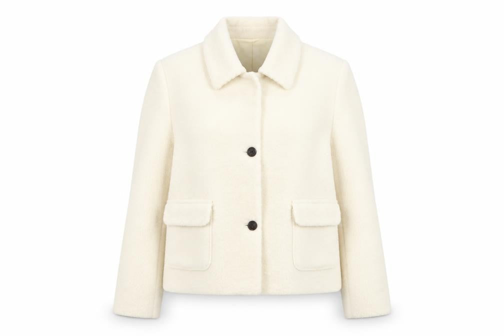 Marks and Spencer Women Ivory Size 18 Shearling Wool Blend Jacket