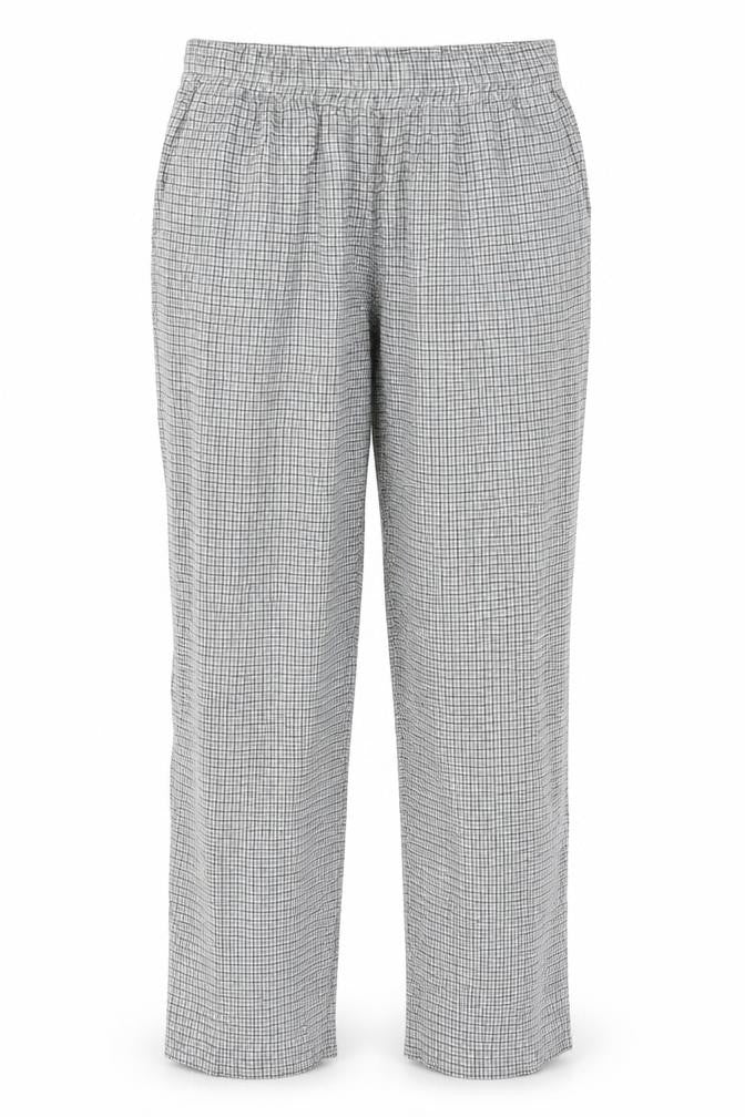Front view of Jigsaw Women Black White Check Elastic Waist Trousers UK 12