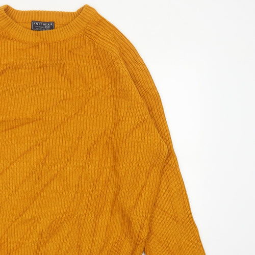 F&F Men’s Orange 3XL Chunky Knit Crew Neck Pullover Jumper