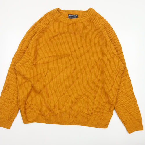 F&F Men’s Orange 3XL Chunky Knit Crew Neck Pullover Jumper