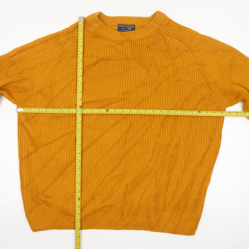 F&F Men’s Orange 3XL Chunky Knit Crew Neck Pullover Jumper