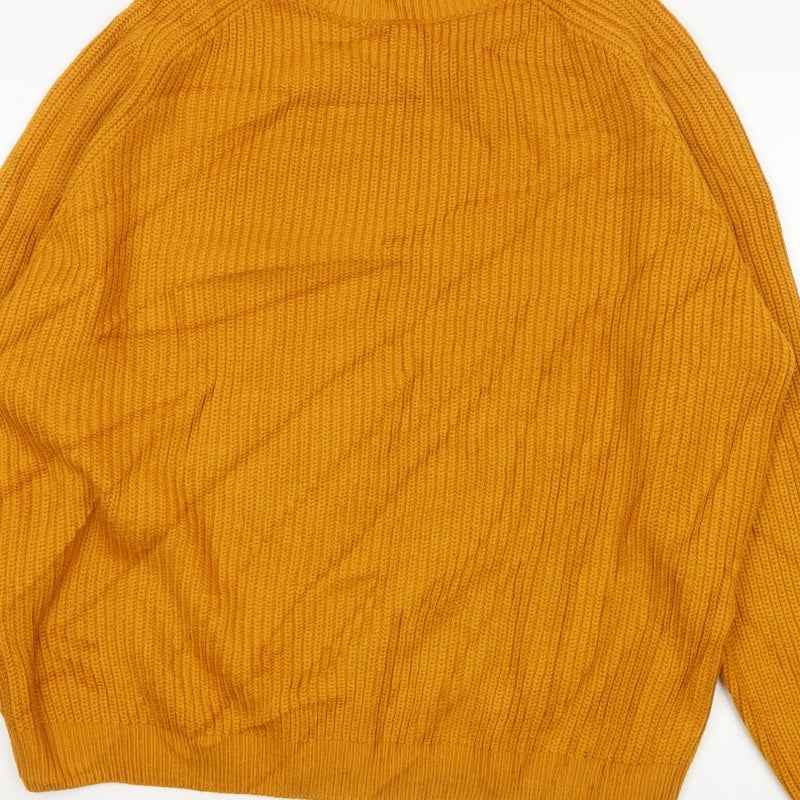 F&F Men’s Orange 3XL Chunky Knit Crew Neck Pullover Jumper