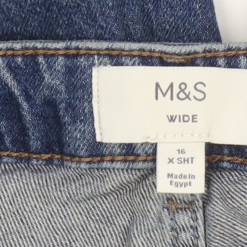 Marks and Spencer Women’s Blue UK 16 Wide Leg High Rise Jeans