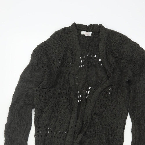 Sun & Shadow Women’s Black XS Open Knit Fringe Long Cardigan