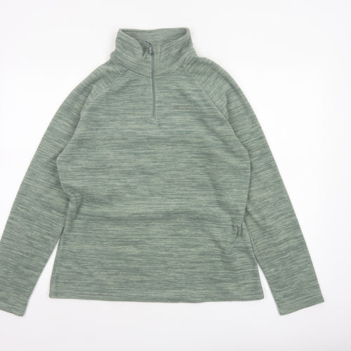 Mountain Warehouse Women Green UK 10 1/4 Zip Fleece Pullover Sweatshirt