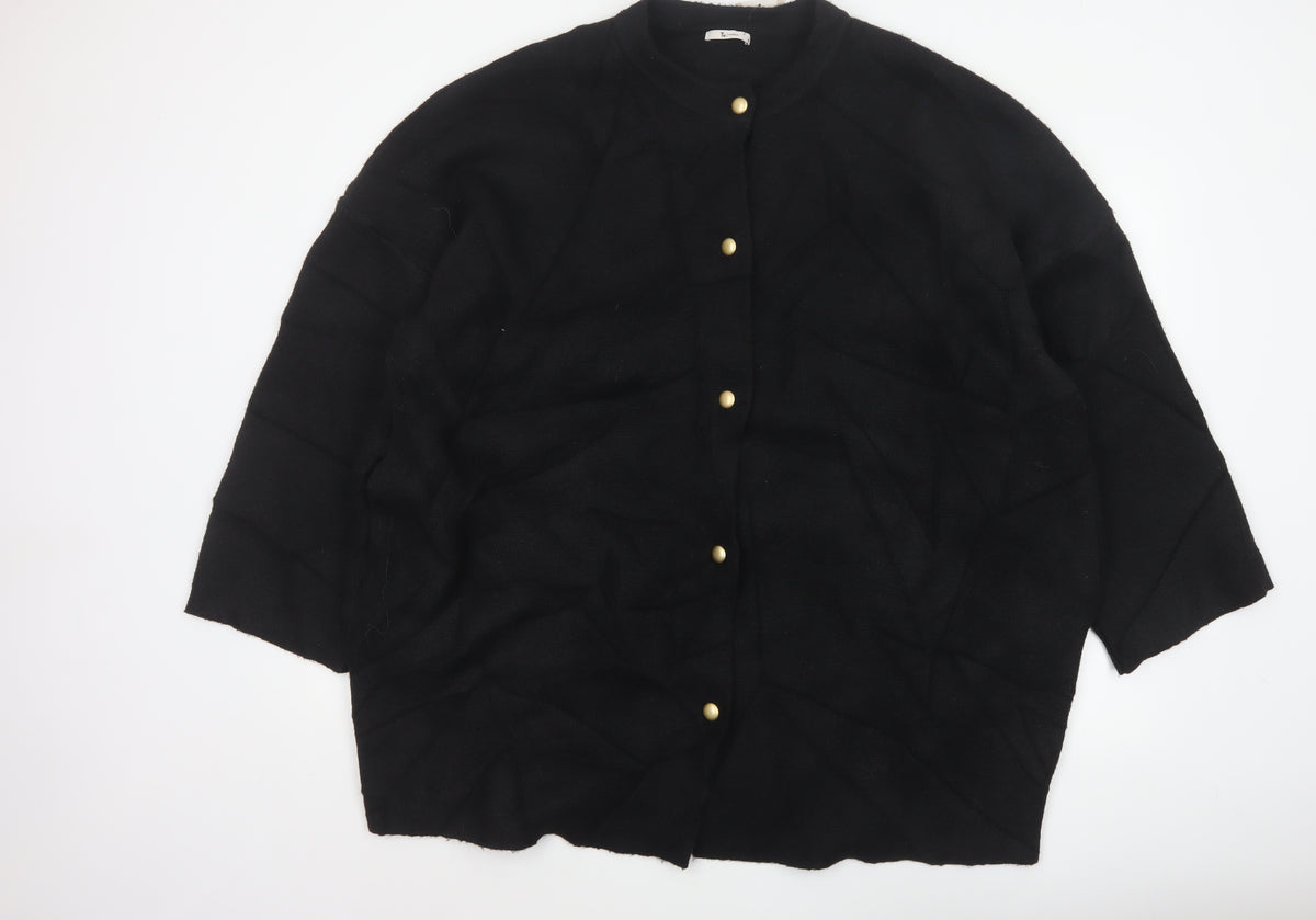 Back view of Tu Women’s Black, size UK 18, Button Front Knit Cardigan Gold Buttons
