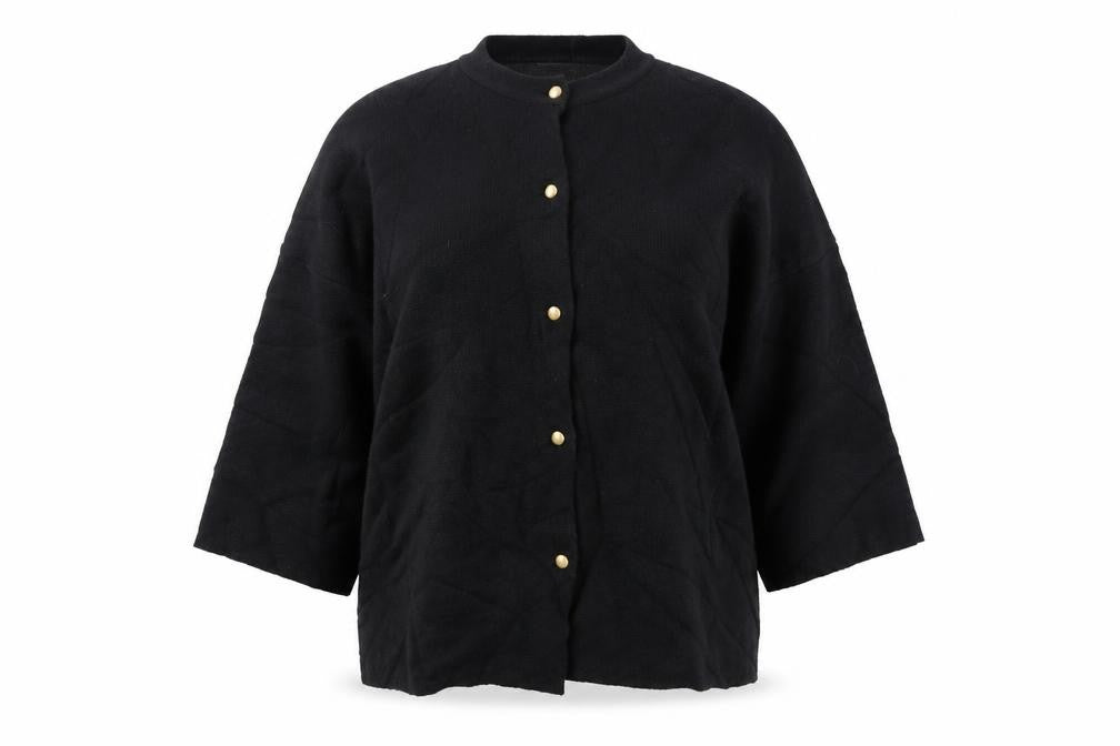 Front view of Tu Women’s Black, size UK 18, Button Front Knit Cardigan Gold Buttons
