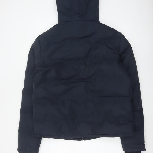 French Connection Men Blue M Puffer Jacket Hooded Insulated Full Zip