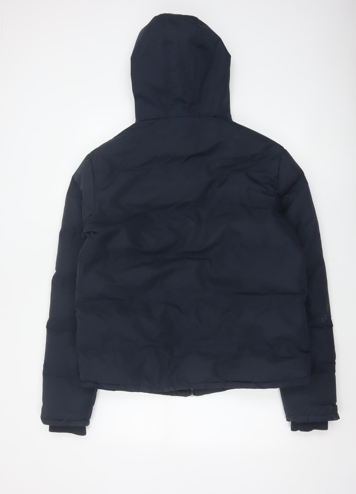 French Connection Men Blue M Puffer Jacket Hooded Insulated Full Zip