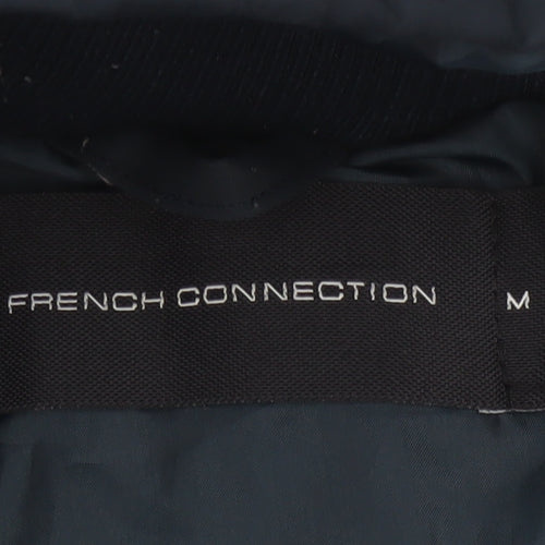 French Connection Men Blue M Puffer Jacket Hooded Insulated Full Zip