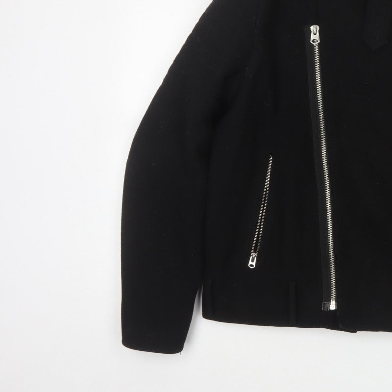 ASOS Men’s Black Small Wool Blend Bomber Jacket Sherpa Collar