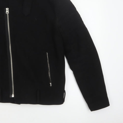 ASOS Men’s Black Small Wool Blend Bomber Jacket Sherpa Collar