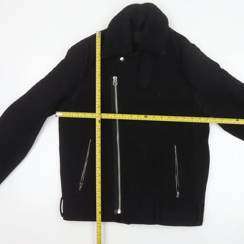 ASOS Men’s Black Small Wool Blend Bomber Jacket Sherpa Collar