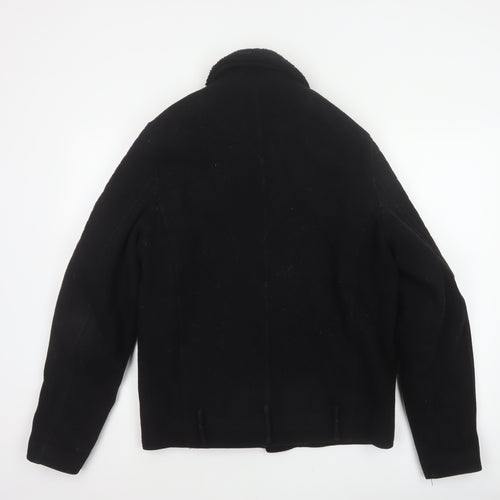 ASOS Men’s Black Small Wool Blend Bomber Jacket Sherpa Collar