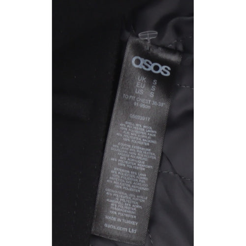 ASOS Men’s Black Small Wool Blend Bomber Jacket Sherpa Collar