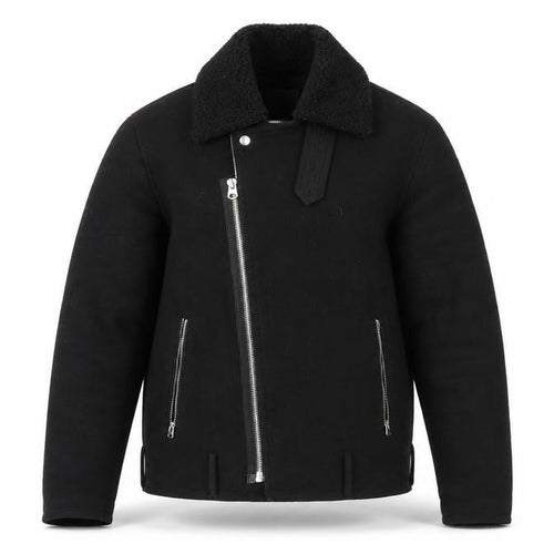 ASOS Men’s Black Small Wool Blend Bomber Jacket Sherpa Collar
