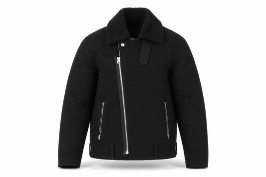 ASOS Men’s Black Small Wool Blend Bomber Jacket Sherpa Collar