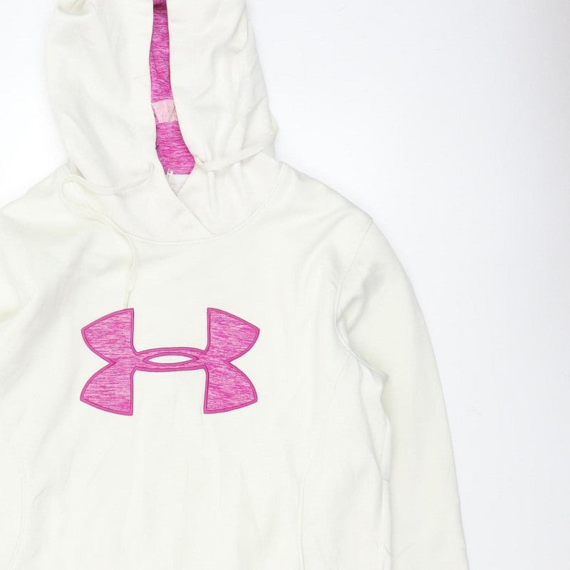 Additional view of Under Armour Teens White Pink Logo Pullover Hoodie L