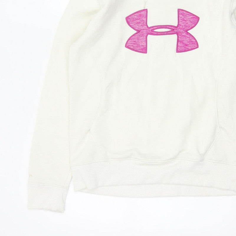 Additional view of Under Armour Teens White Pink Logo Pullover Hoodie L