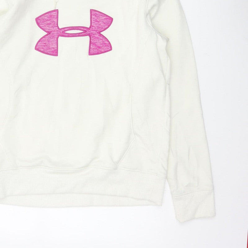Additional view of Under Armour Teens White Pink Logo Pullover Hoodie L