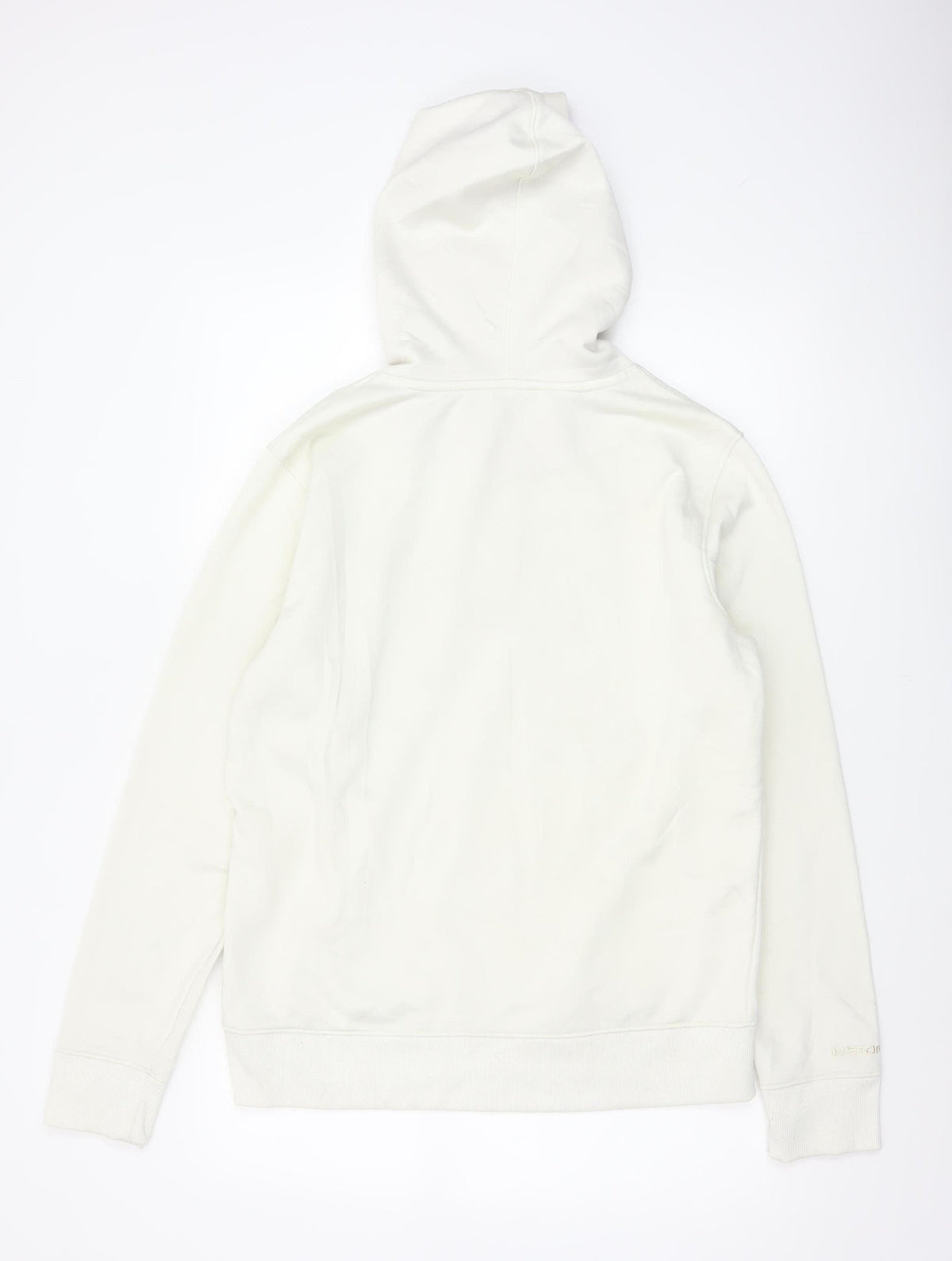Brand and care label for Under Armour Teens White Pink Logo Pullover Hoodie L