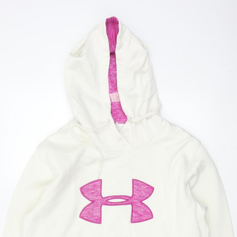 Additional view of Under Armour Teens White Pink Logo Pullover Hoodie L