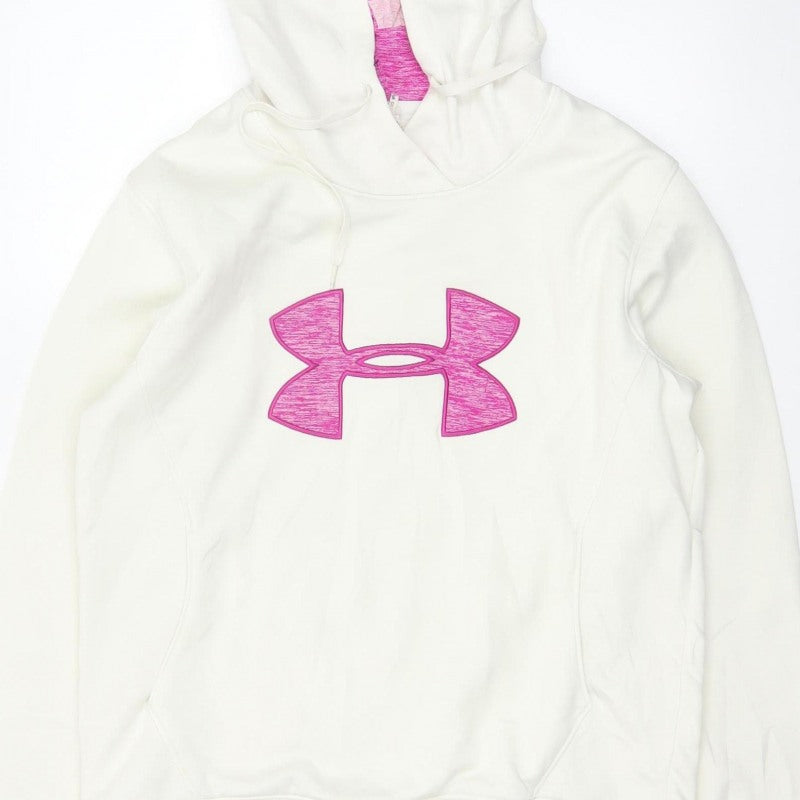 Additional view of Under Armour Teens White Pink Logo Pullover Hoodie L