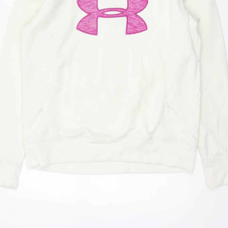 Additional view of Under Armour Teens White Pink Logo Pullover Hoodie L