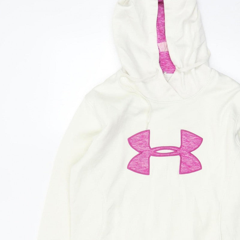 Additional view of Under Armour Teens White Pink Logo Pullover Hoodie L