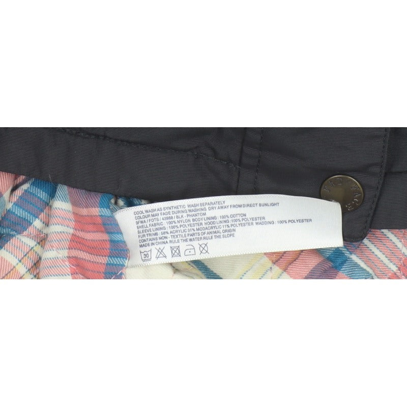 Fat Face Women's Black UK 12 Hooded Faux Fur Trim Parka Coat