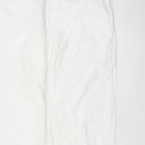 M&S Womens White Linen Cotton Chino Trousers 36in Waist 31in Leg