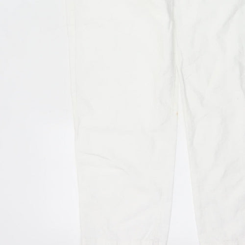M&S Womens White Linen Cotton Chino Trousers 36in Waist 31in Leg
