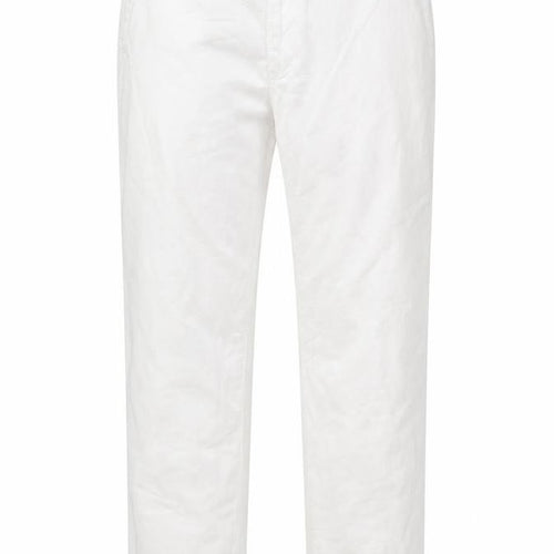 M&S Womens White Linen Cotton Chino Trousers 36in Waist 31in Leg