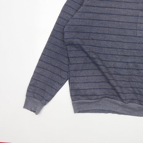 Quiksilver Men's Grey XL Striped Crew Neck Pullover Sweatshirt