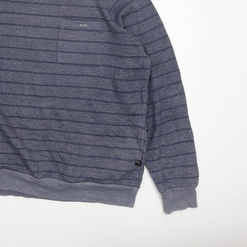 Quiksilver Men's Grey XL Striped Crew Neck Pullover Sweatshirt