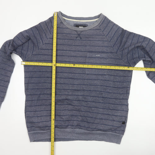 Quiksilver Men's Grey XL Striped Crew Neck Pullover Sweatshirt