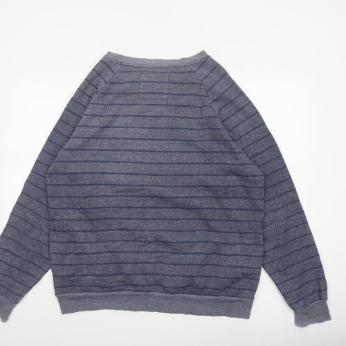 Quiksilver Men's Grey XL Striped Crew Neck Pullover Sweatshirt