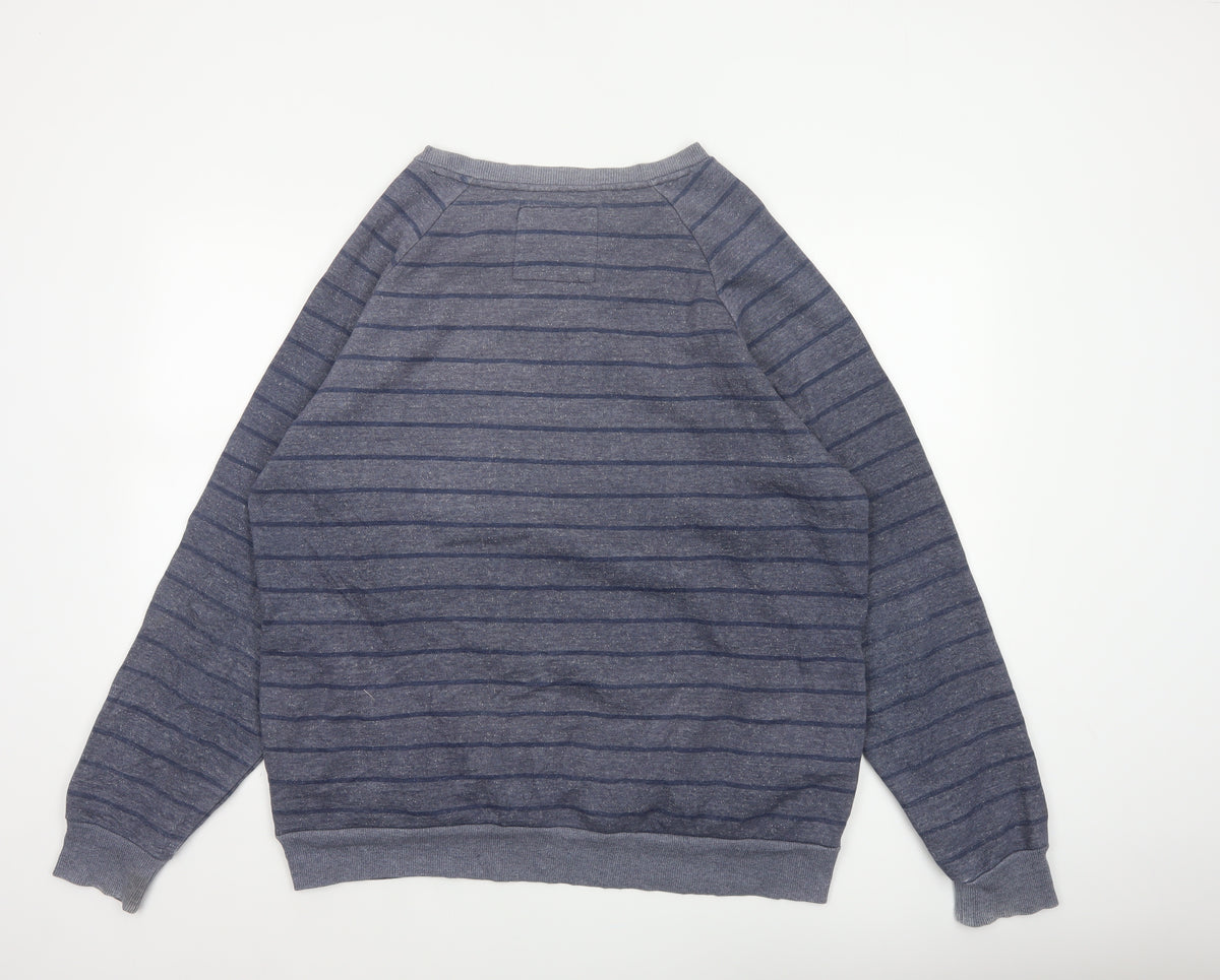 Quiksilver Men's Grey XL Striped Crew Neck Pullover Sweatshirt