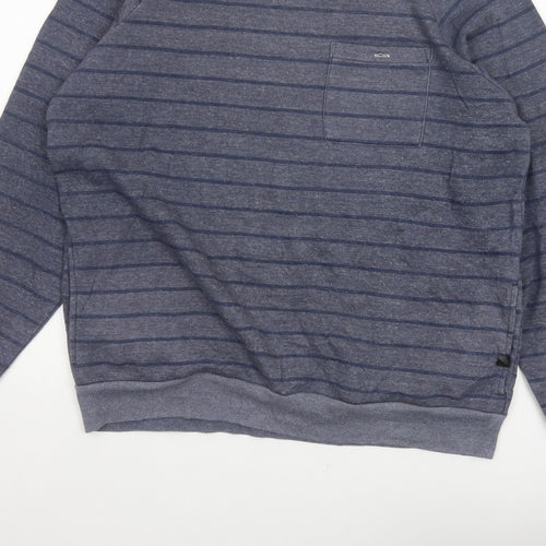Quiksilver Men's Grey XL Striped Crew Neck Pullover Sweatshirt