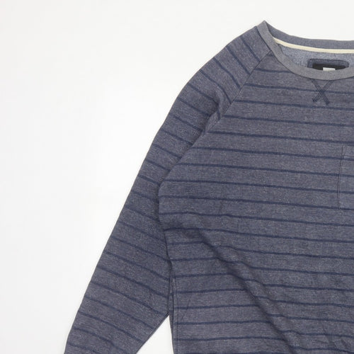 Quiksilver Men's Grey XL Striped Crew Neck Pullover Sweatshirt